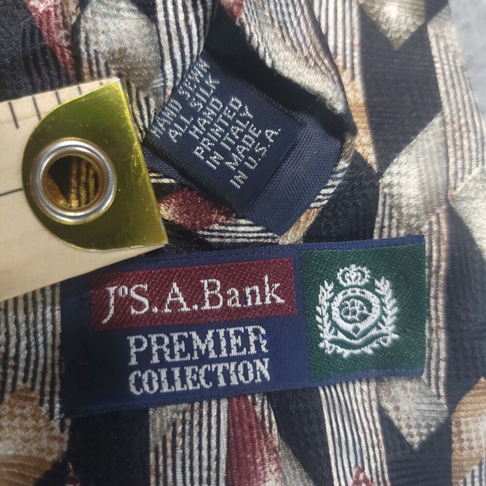 VTG JOS A BANK Premier Collection Geo Hand Swen All Silk Tie Italy 57" - Picture 4 of 8